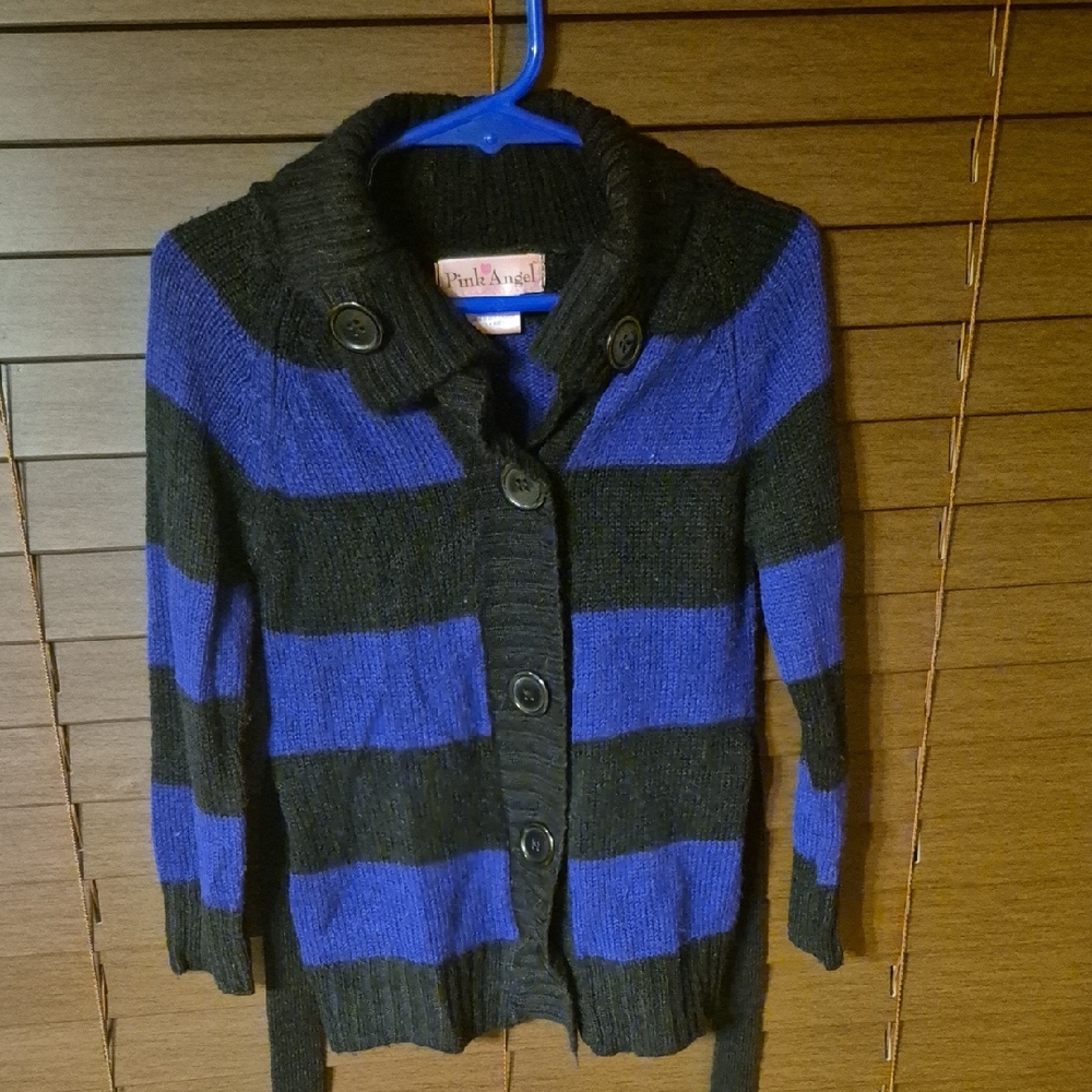 Kids Black and Blue Striped Cardigan